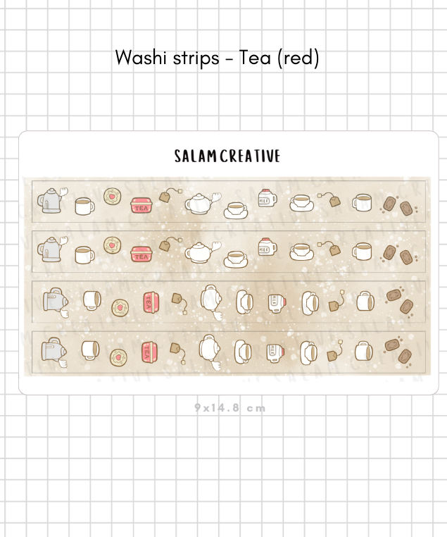 Tea washi strips