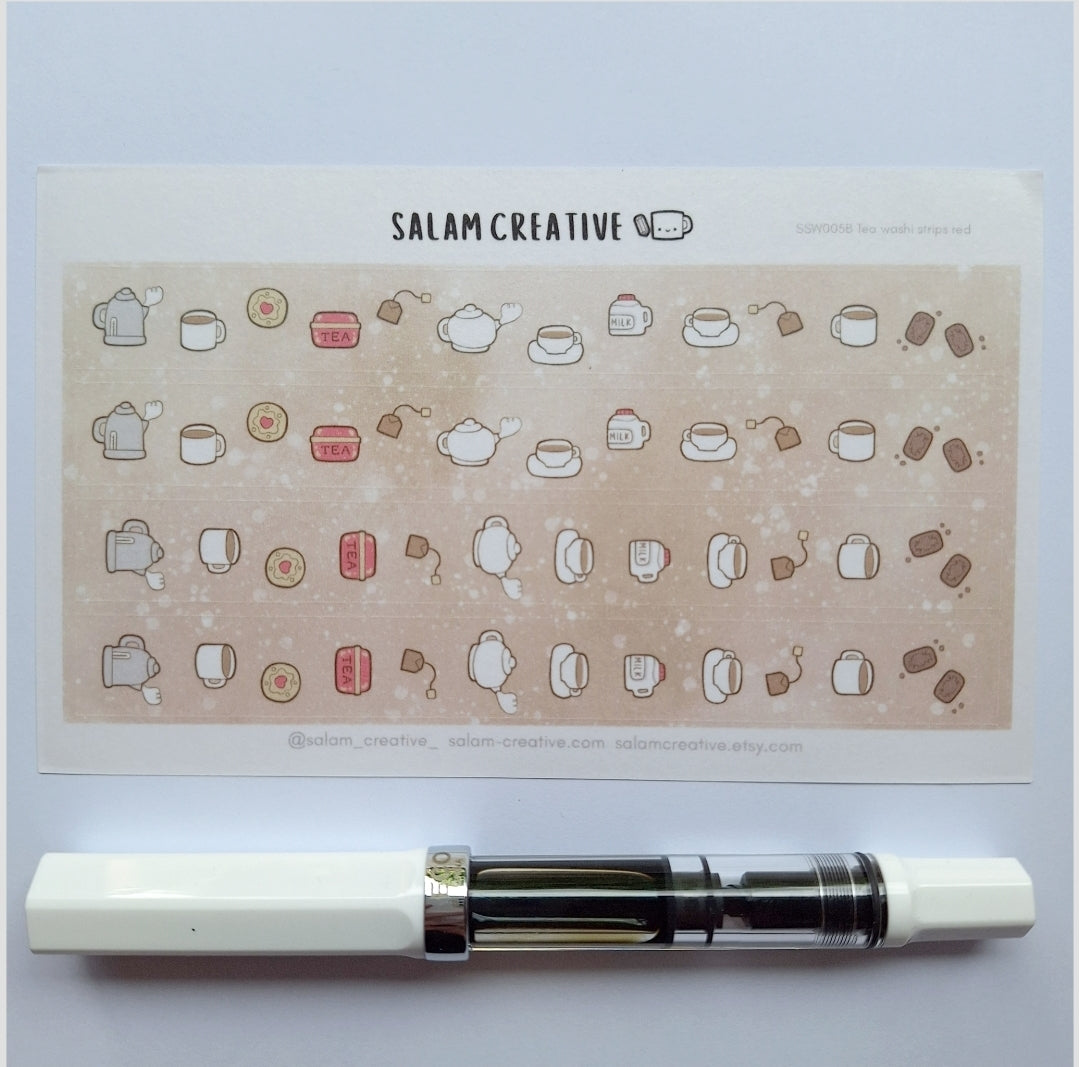 Tea washi strips