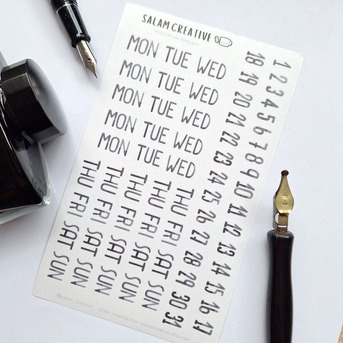 Inky dates sticker sheet
