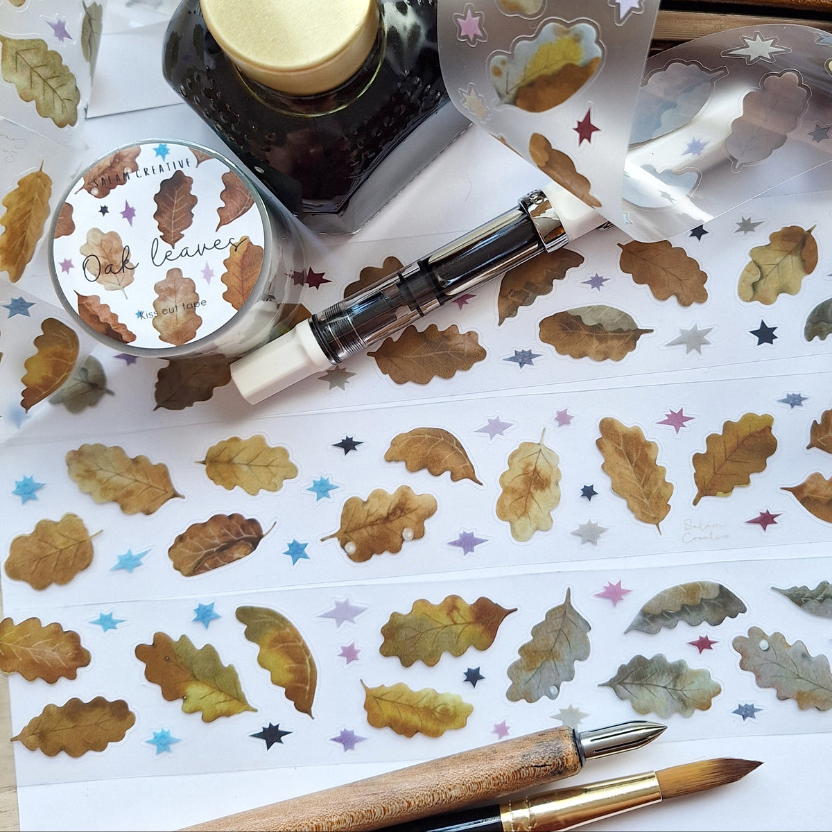 Oak leaves kiss cut PET tape