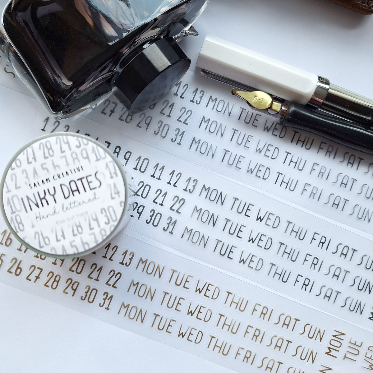 Inky dates kiss cut PET tape