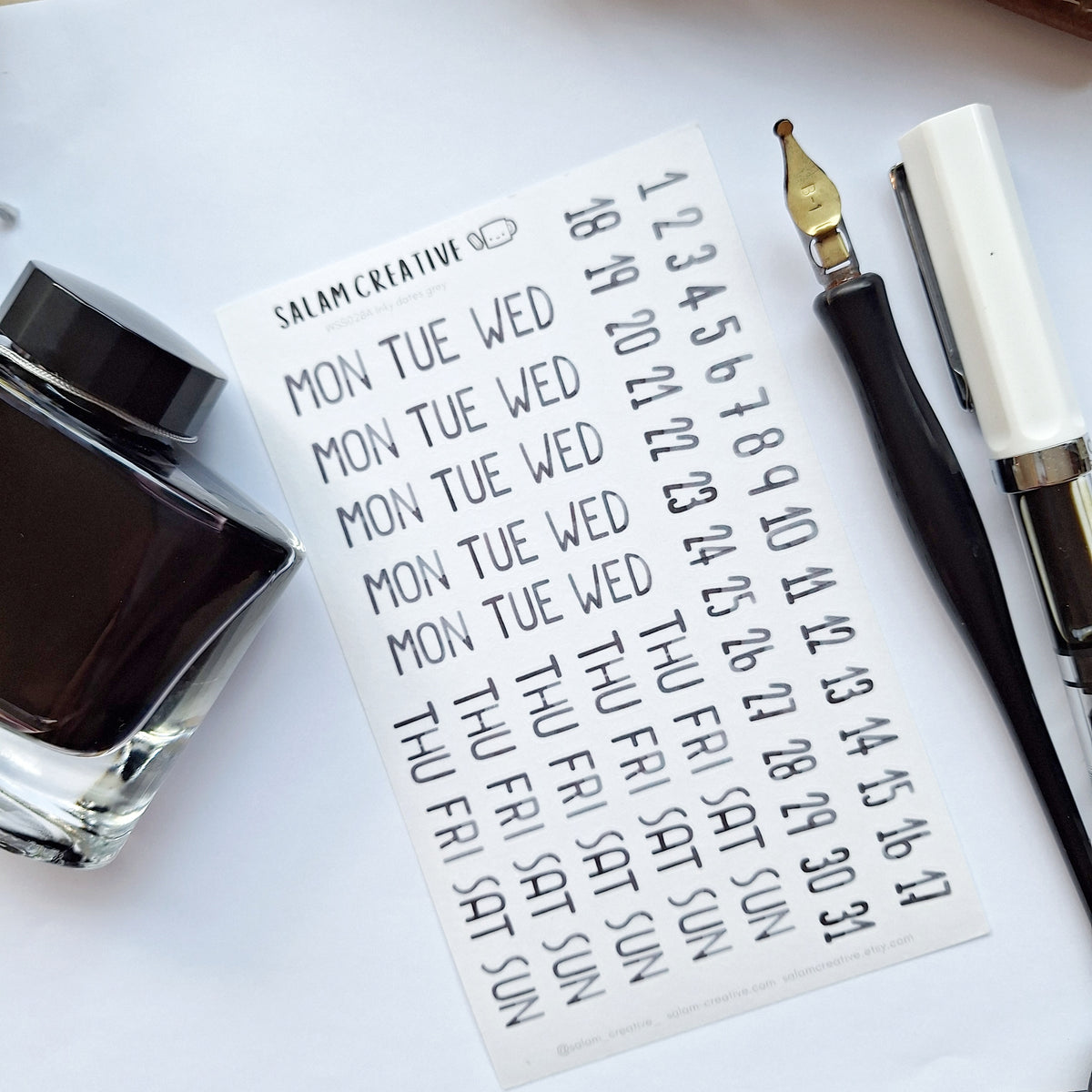 Inky dates sticker sheet