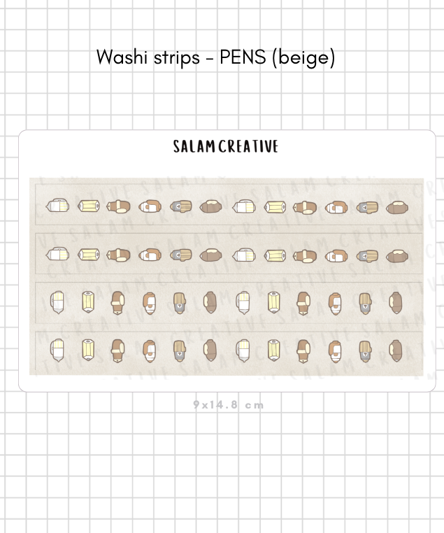 Pens washi strips