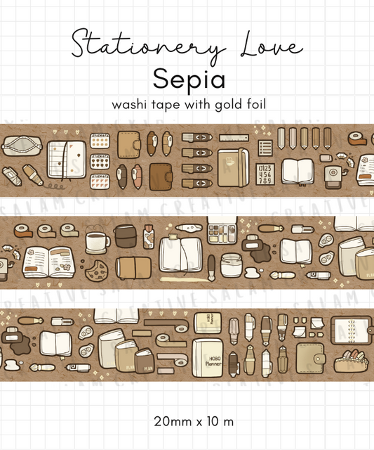 STATIONERY LOVE SEPIA washi tape