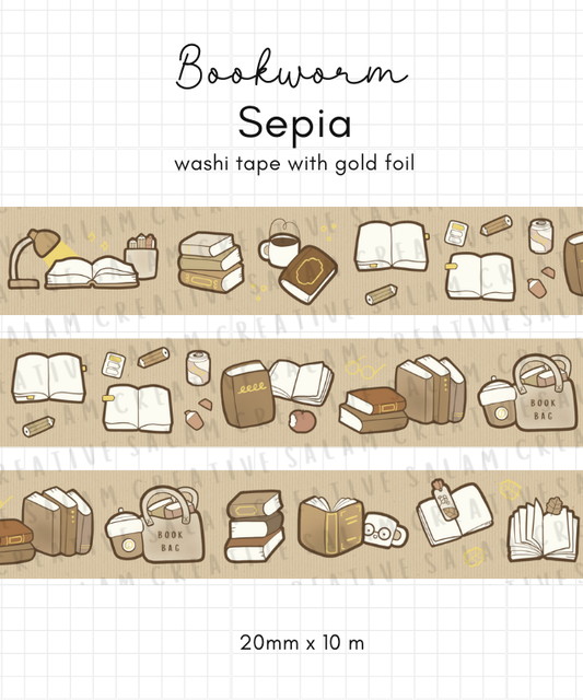 BOOKWORM SEPIA washi tape