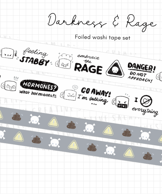 DARKNESS AND RAGE washi tape set