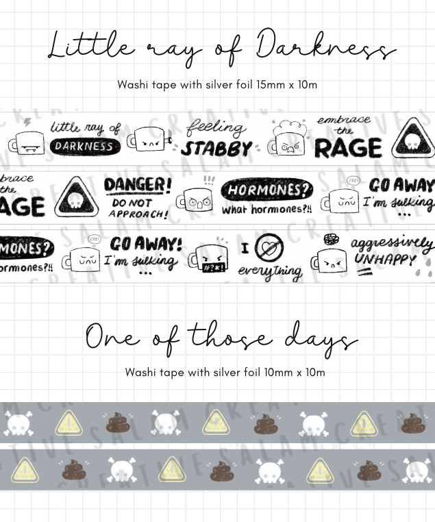 DARKNESS AND RAGE washi tape set